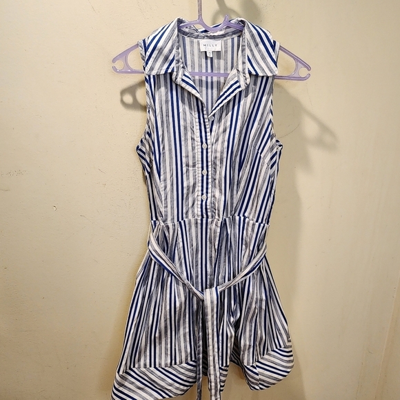 MILLY Stripes Casual half buttons dress size 8 - Picture 12 of 15